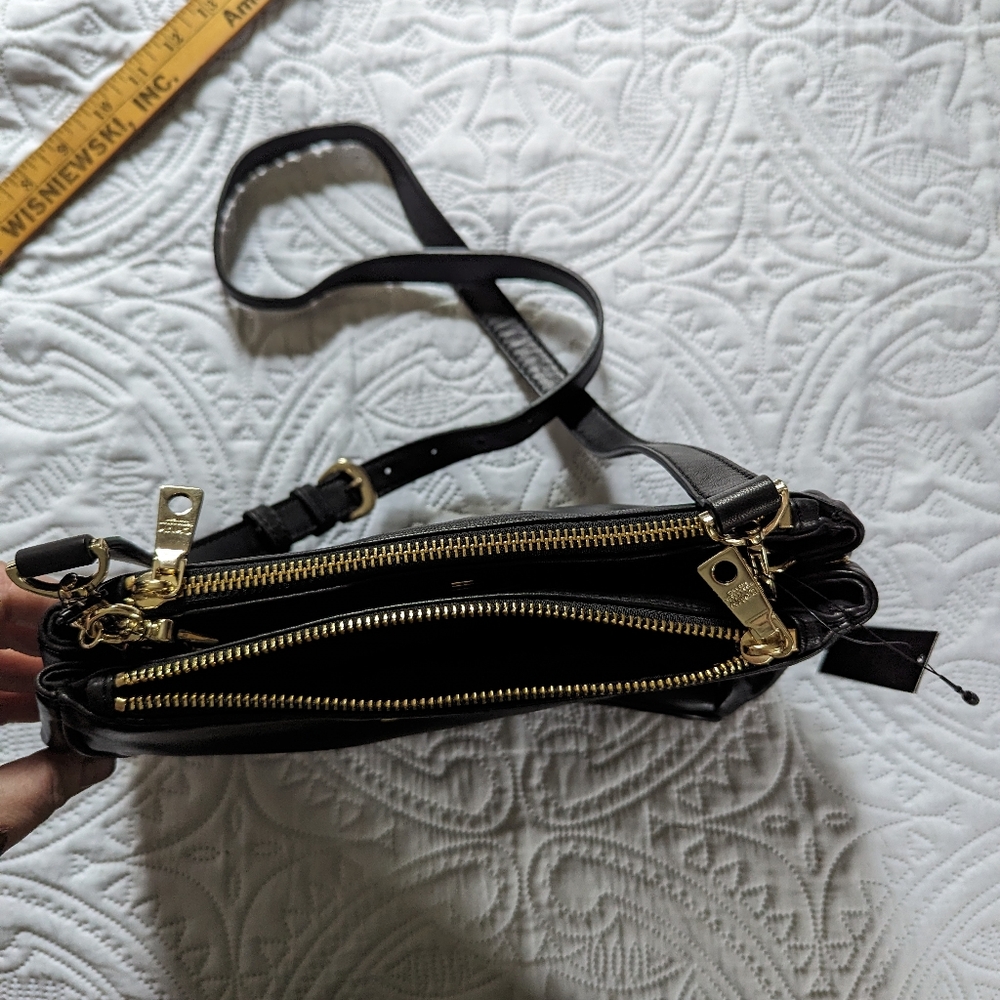 DKNY double zipper cross body purse/bag leather - Picture 13 of 16